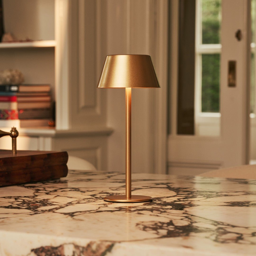 Milou Gold Table Lamp – Stylish rechargeable light for indoor home décor