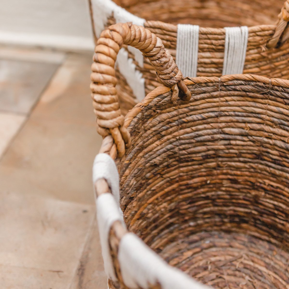 Nasari banana fibre basket set of three for stylish home storage