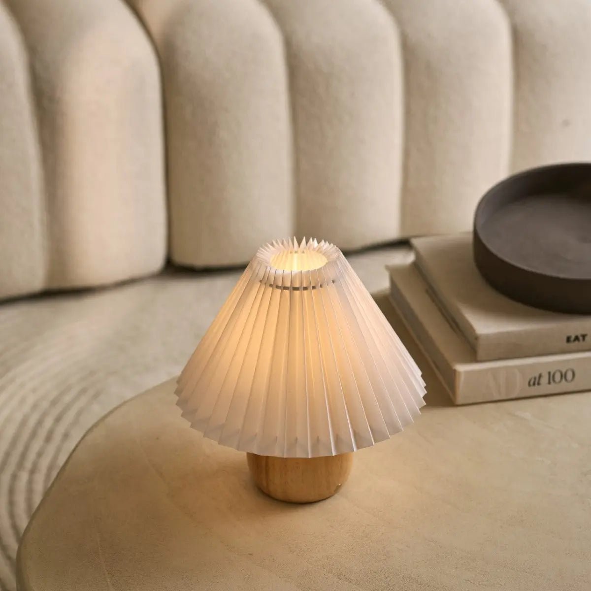 Nathalie Lamp – Rechargeable Wooden Table Light, Dimmable - CozyVibe.eu