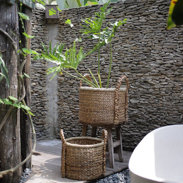 Natural Water Hyacinth Basket CANGGU basket with sturdy handles