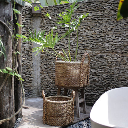 Natural Water Hyacinth Basket CANGGU basket with sturdy handles