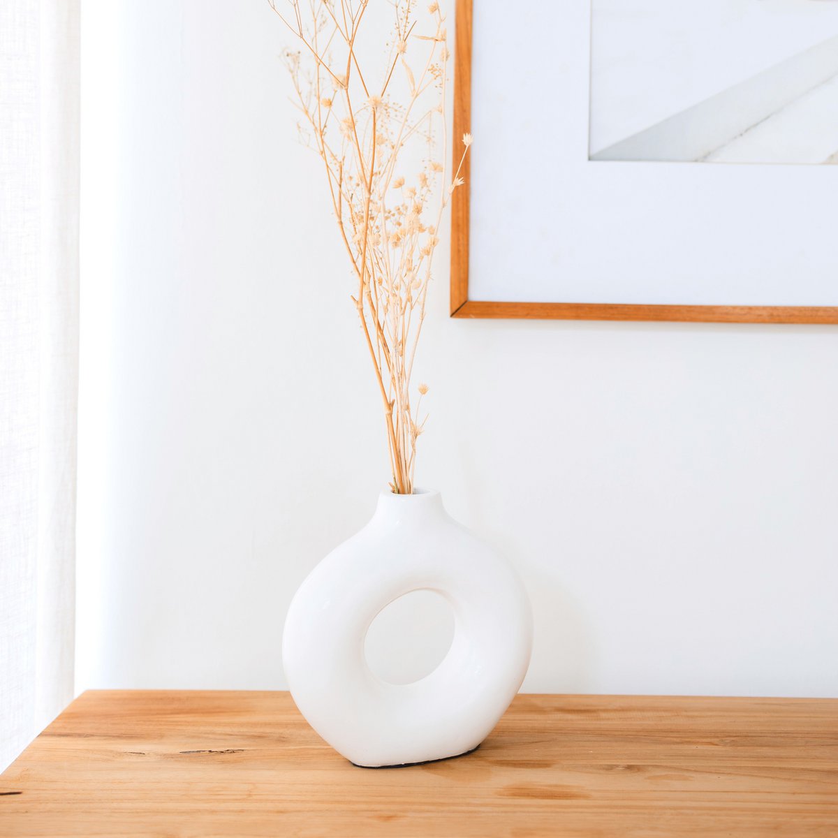 NUSA boho decorative vase white clay basket for windowsill or shelf