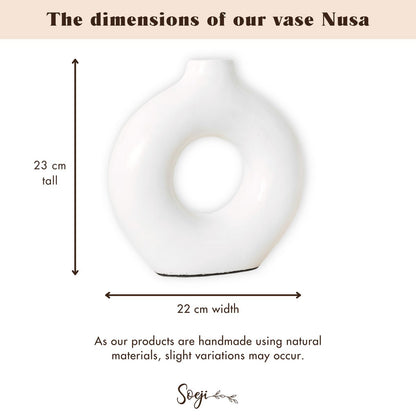 NUSA small boho vase clay ring-shaped basket for pampas grass