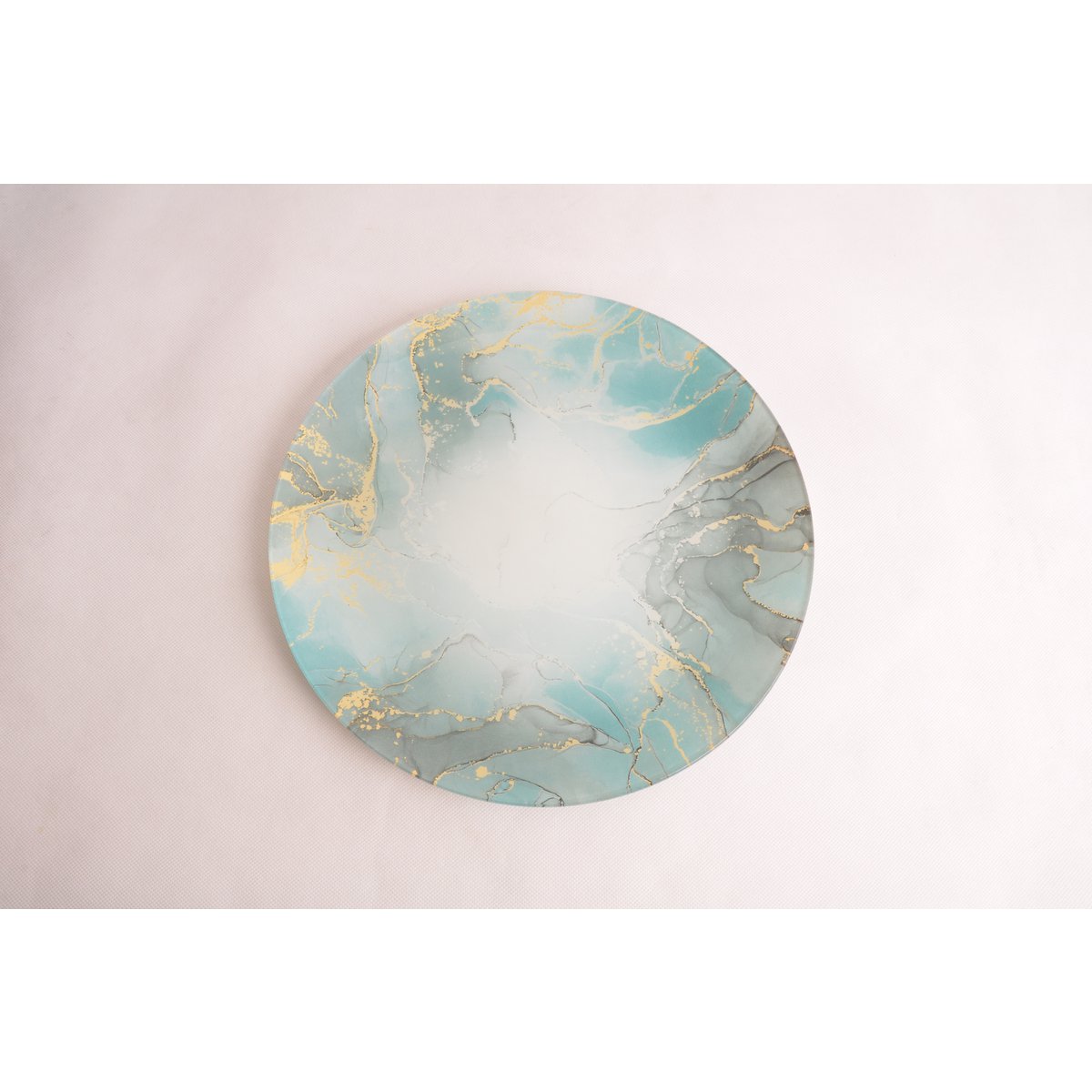 Ocean Glasteller, 30cm – elegantes blaues Marmordesign für die Tafel – CozyVibe.eu