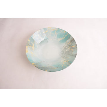 Ocean Glass Salad Bowl 25cm – Elegant Blue Marble Design - CozyVibe.eu