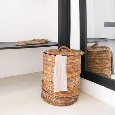 OMBAK Basket natural banana fibre basket for bathroom or bedroom