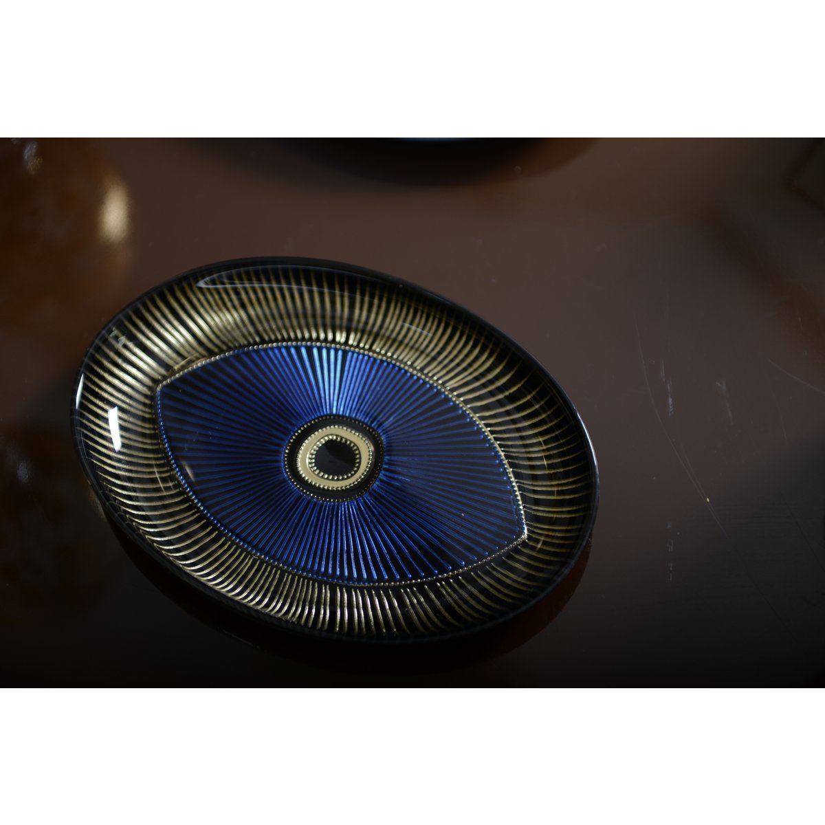 Oval Eye Dark glazen serveerschaal – Aulica, 22×15,5 cm