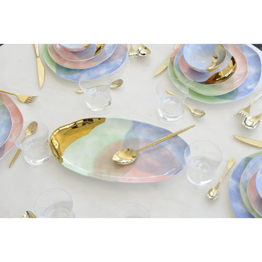 Oval Tricolor Porcelain Serving Platter – Elegant Tableware - CozyVibe.eu