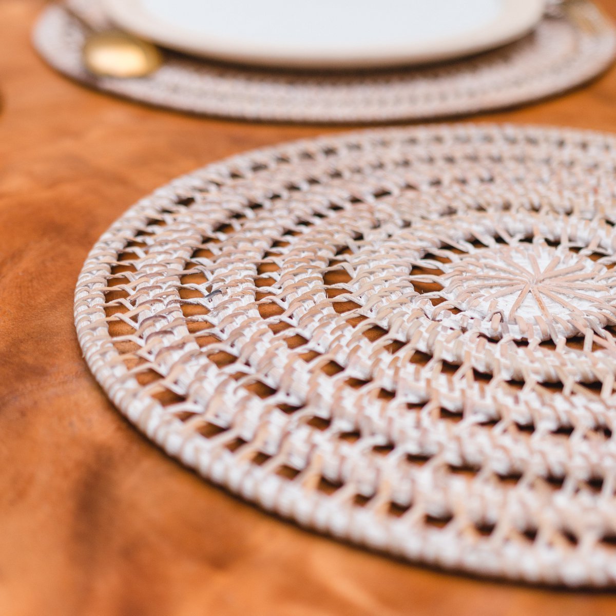 CozyVibe boho rattan table mat for living room décor

