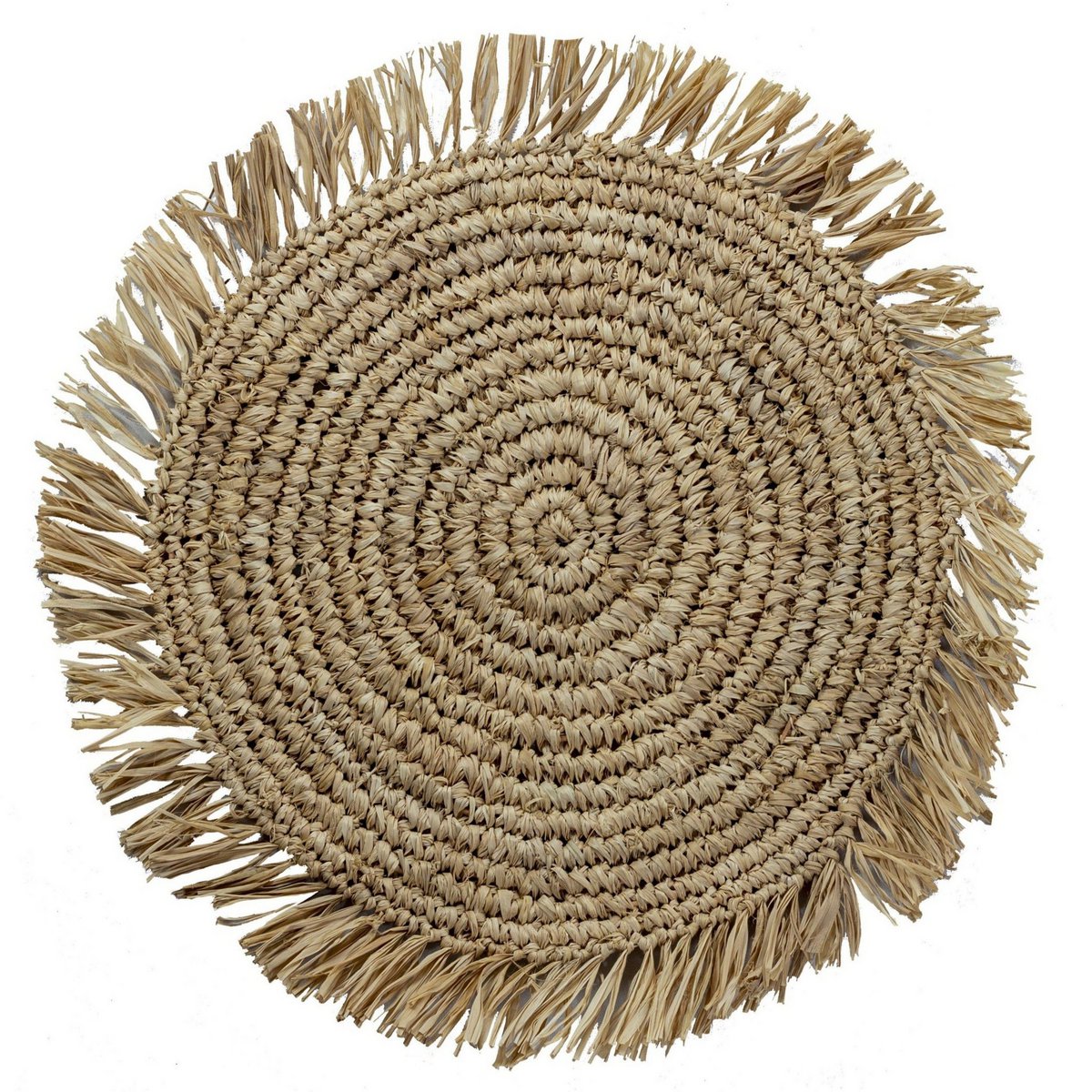 Raffia Table Placemat Round 45 cm handmade natural dining mat