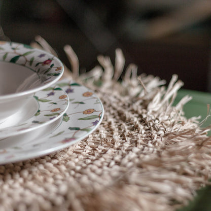 Raffia Table Placemat Round with natural texture for table decor