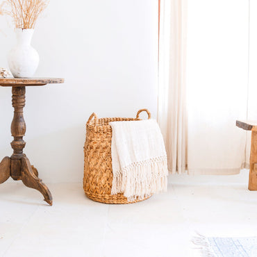 RAJA water hyacinth basket round woven basket for blankets and toys