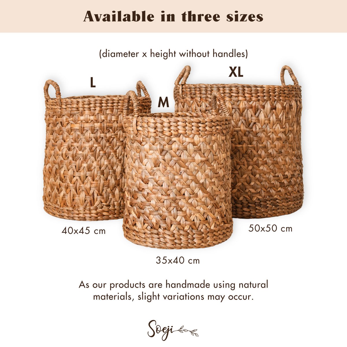 RAJA eco-friendly woven laundry basket handmade water hyacinth basket storage