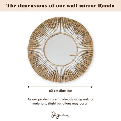 RANDU large seagrass wall mirror basket handmade boho natural style