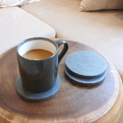 Ranuka handmade marble basket coasters for mugs and glasses protection
