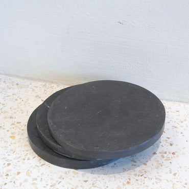 Ranuka marble basket coasters elegant grey stone for coffee table use