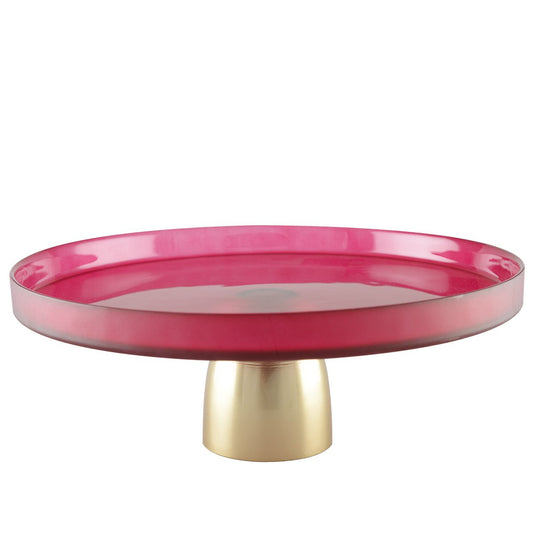Raspberry Glass Cake Stand – Elegant Dessert Display for Parties - CozyVibe.eu