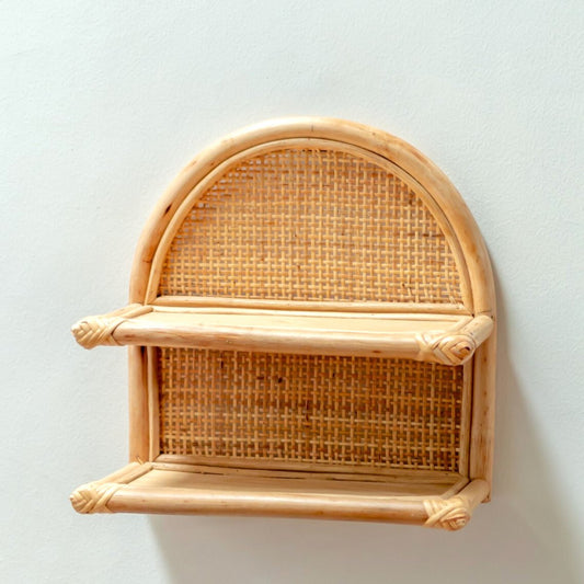 Rattan Wall Shelf TIASA basket with boho style hanging design