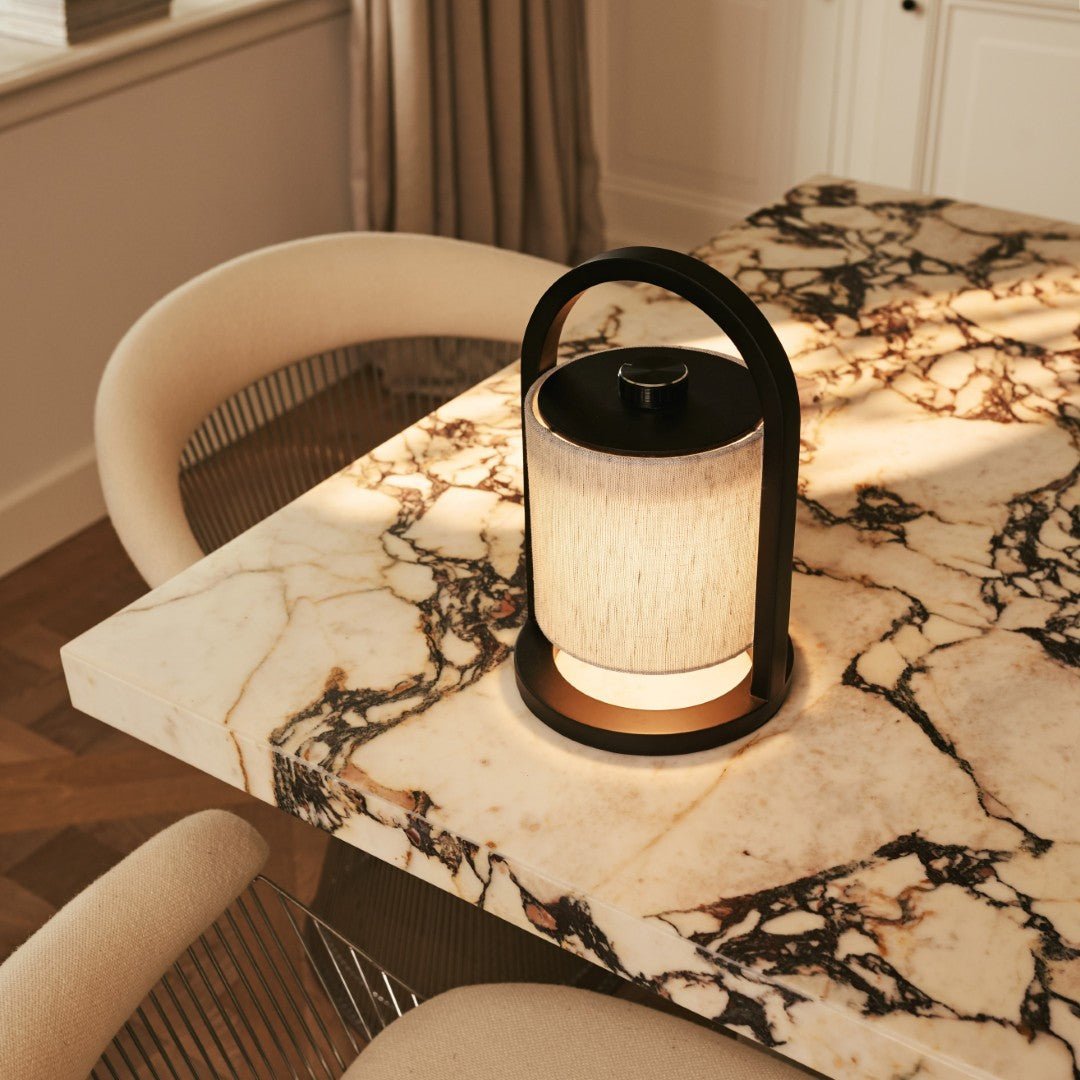 Black and grey portable wooden lamp with dimmable light, River modele