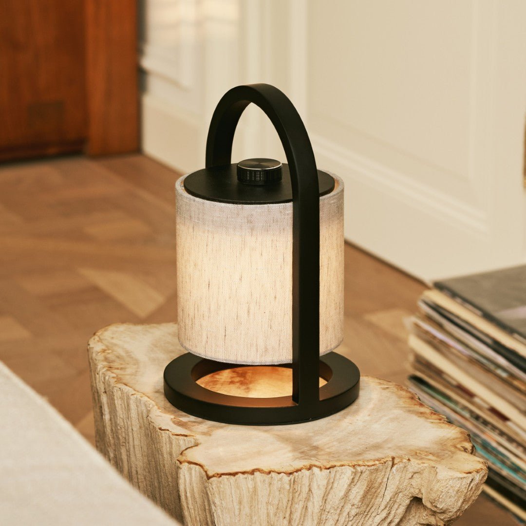River Black & Grey Lamp – Wooden Rechargeable Cordless Dimmable - CozyVibe.eu