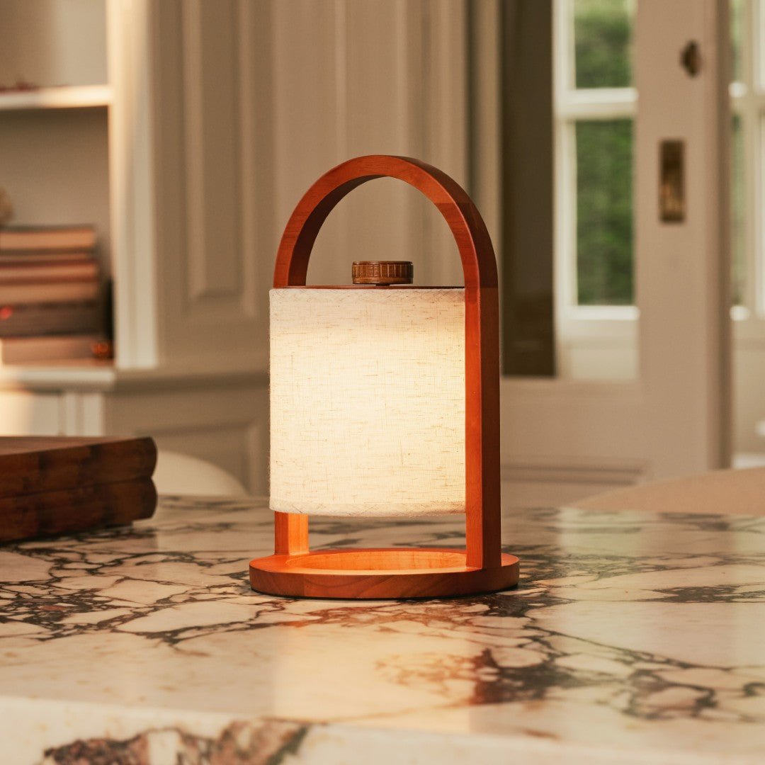 River Chestnut Lamp – Wooden Rechargeable Cordless Light Dimmable - CozyVibe.eu