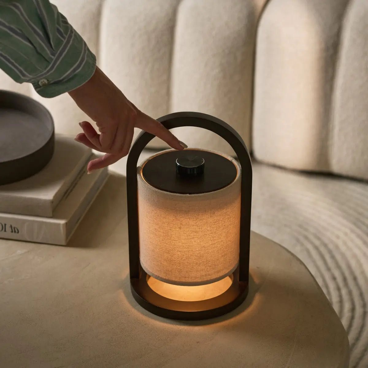 River Dark Brown Cordless Wooden Lamp – Rechargeable & Dimmable - CozyVibe.eu