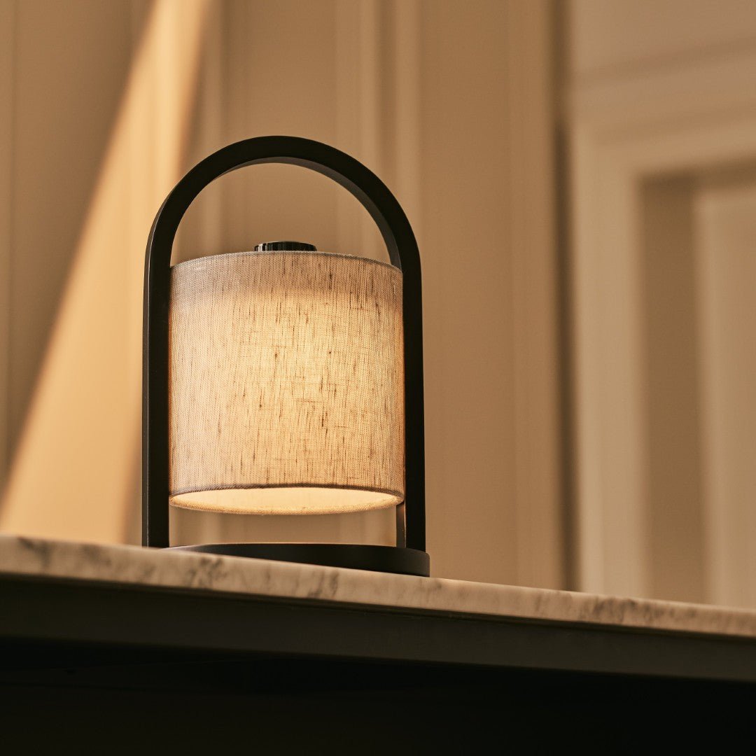 River Black & Grey Lamp – Wooden cordless LED lamp with rechargeable battery