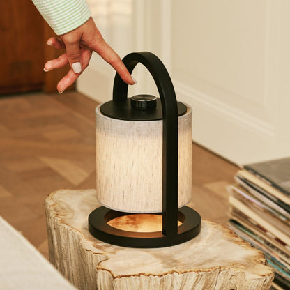 River Black & Grey Lamp – Wooden rechargeable lamp with warm ambient glow
