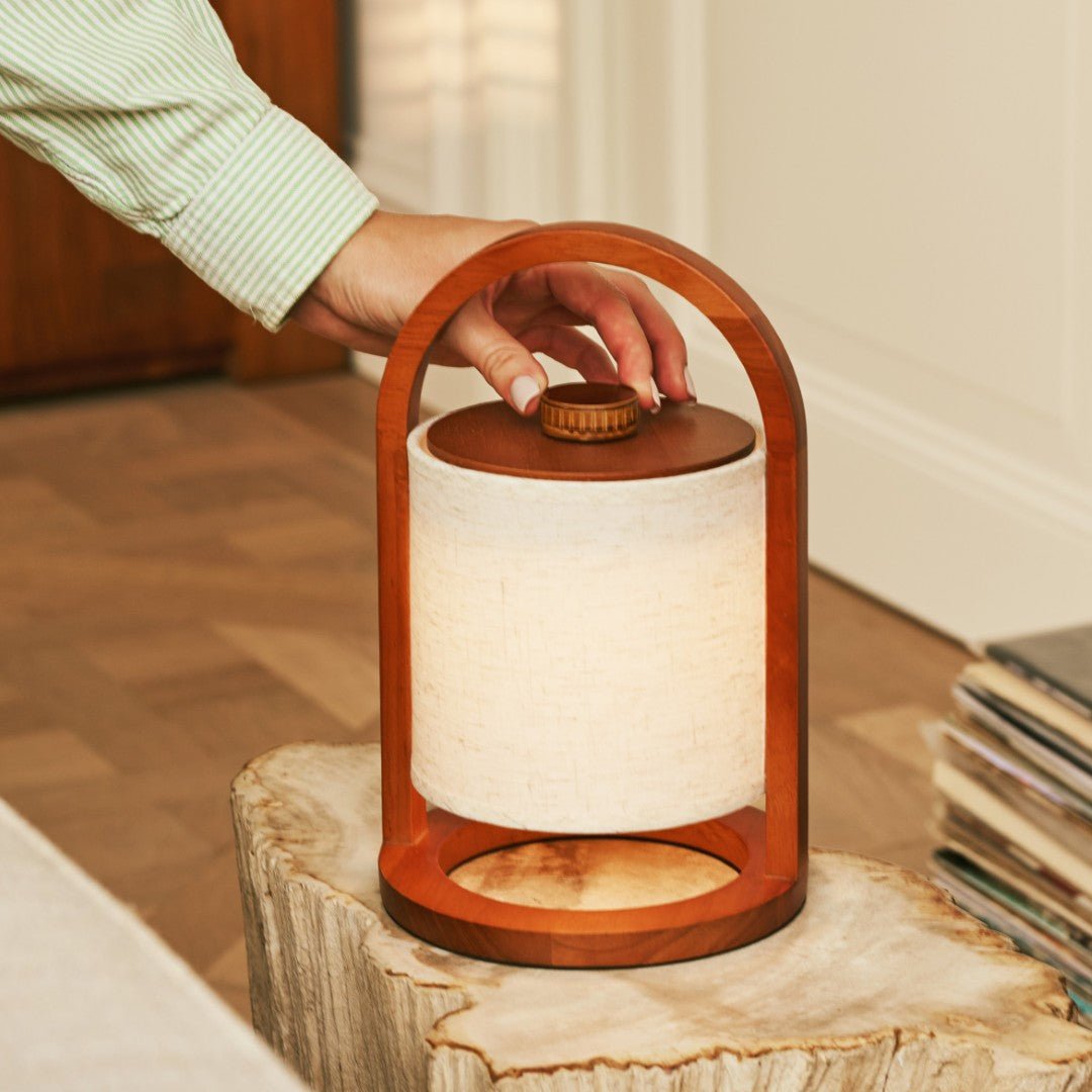 River Chestnut Lamp – Handmade wooden cordless LED lamp for stylish decor