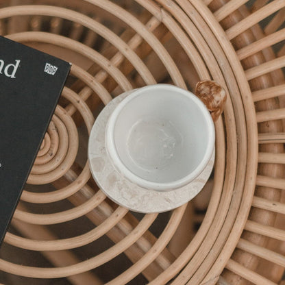 Round Marble Coasters Set of 4 or 8 Handmade RANUKA (white) - CozyVibe.eu