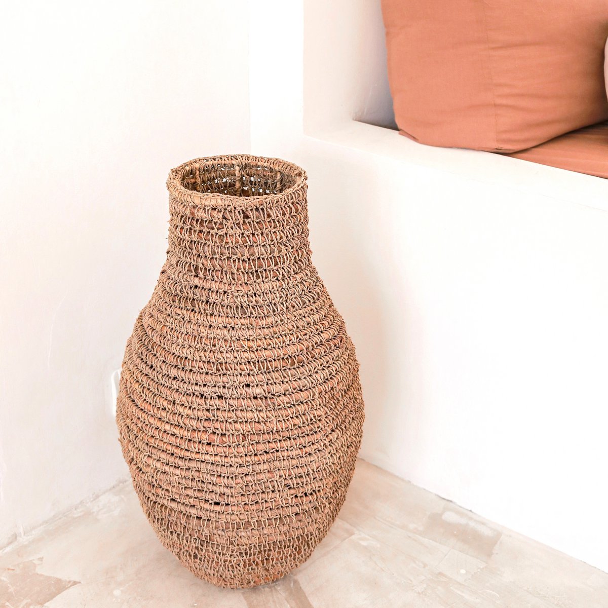 Sakra banana fibre basket vase for natural boho home decoration