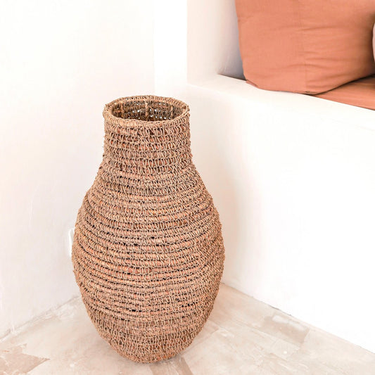 Sakra banana fibre basket vase for natural boho home decoration