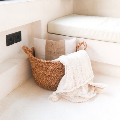 SAMU Basket woven water hyacinth basket with handles handmade design