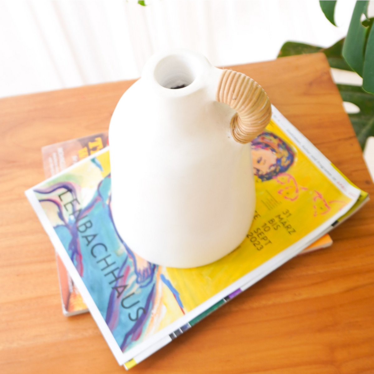 SANA Vase natural clay basket for shelf or tabletop display