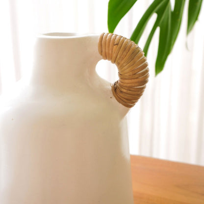 SANA Vase small clay basket elegant rattan detail home accessory