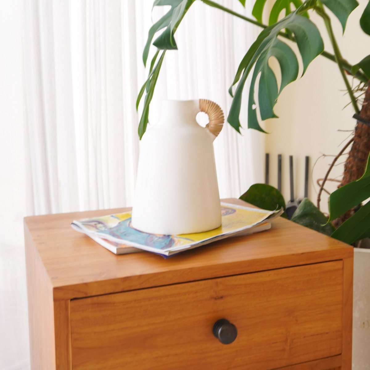 SANA Vase white clay basket perfect for boho interior styling