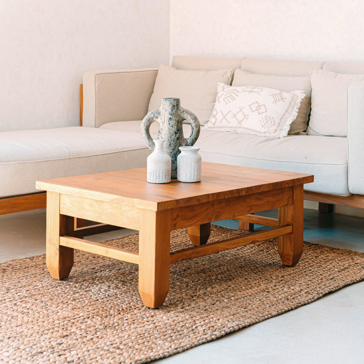 SAWAH water hyacinth rug, sustainable rectangular rug for natural home décor