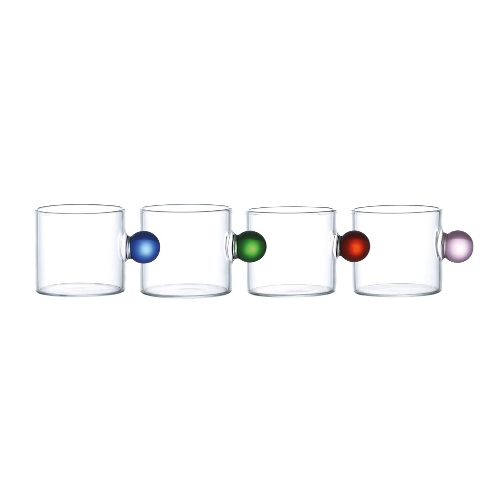 Set of 4 mugs with colored ball handle - CozyVibe.eu