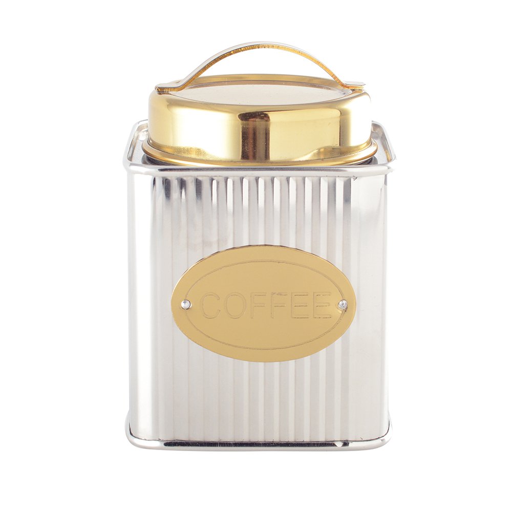 Silver & Gold Coffee Box – Airtight Stainless Steel Storage - CozyVibe.eu