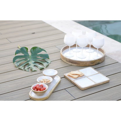 Snacks set of 3 bowls on a wooden tray - CozyVibe.eu