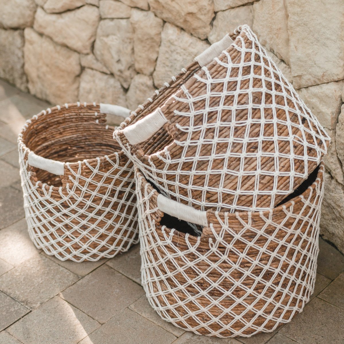 Storage Basket PURA | Plant Basket | Laundry Basket (white) made from Banana Fibre (3 sizes) - CozyVibe.eu