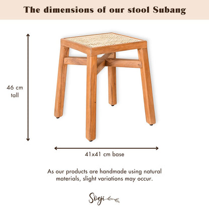 SUBANG wooden basket stools for boho home decor and comfort