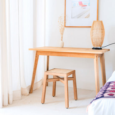 SUBANG rattan basket stool handmade from solid rain tree wood