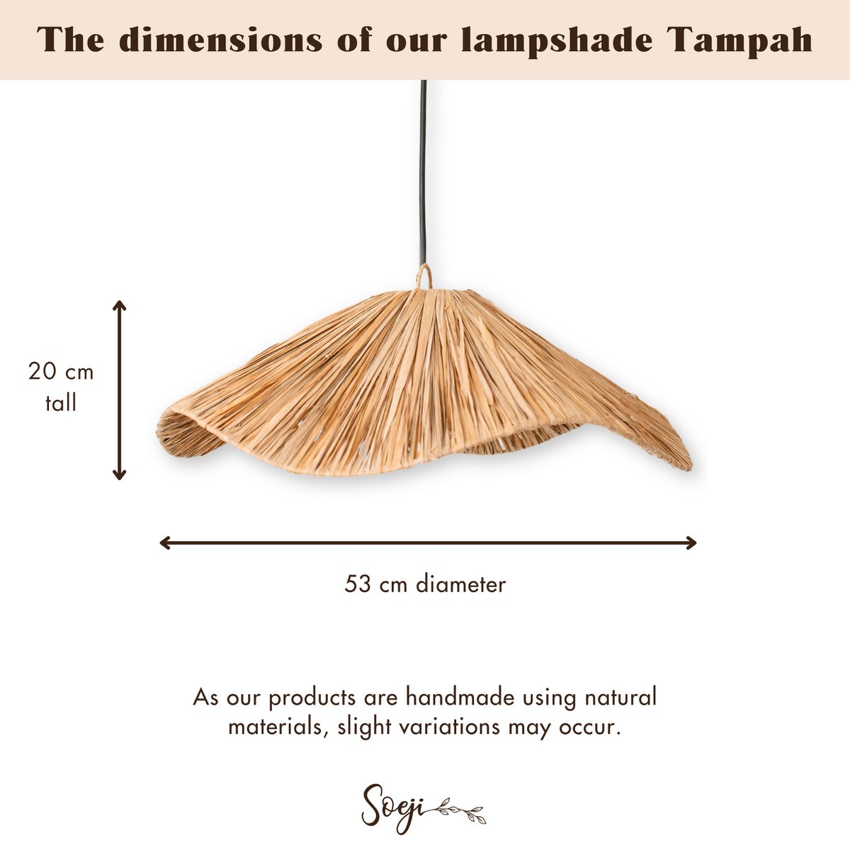 TAMPAH Boho Lampshade – Large Handmade Raffia Ceiling Light - CozyVibe.eu