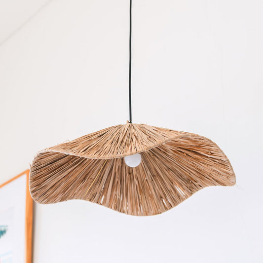 TAMPAH raffia basket lampshade handmade for large boho ceiling lighting