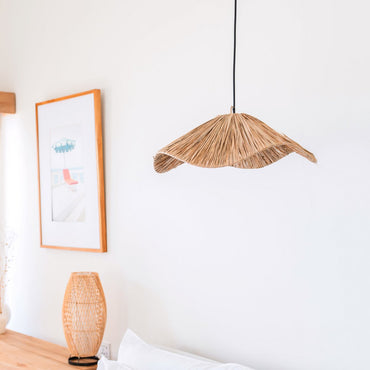 TAMPAH raffia basket pendant light for cozy natural home decor