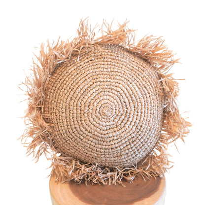 Tarakan raffia basket cushion beige boho pillow adds warmth to decor