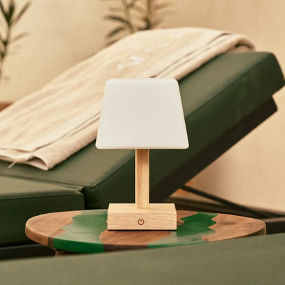 Tommy Light Brown – Wooden table lamp with frosted glass shade design