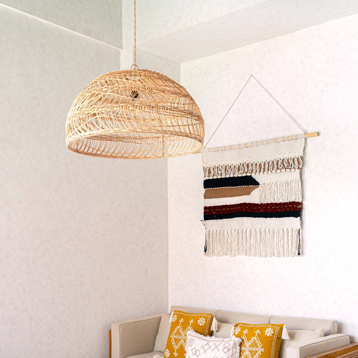 UDARA cotton wall hanging, handmade macrame decoration for bedroom or hallway