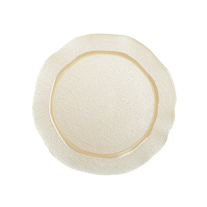 Vanilla Glass Plate – Flower Design for Stylish Dining - CozyVibe.eu